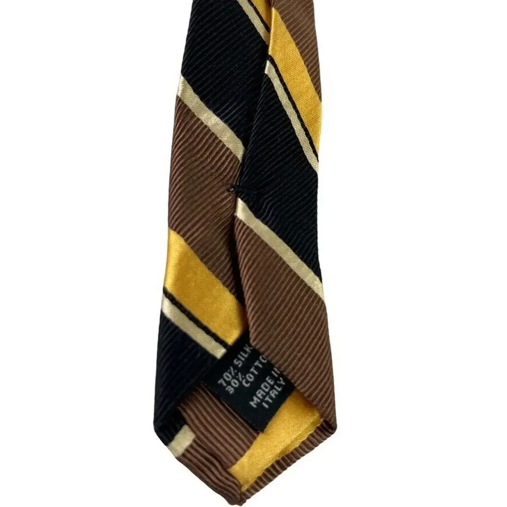 Jos A Bank Signature Collection Mens Striped Italy Made Brown Yellow Tie Necktie